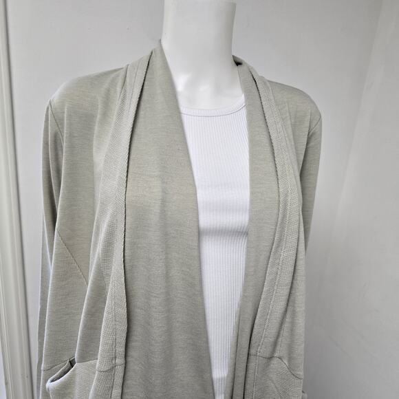 Logo Lounge Lori Goldstein Cardigan Size XL Gray Open Front Pockets Mixed Media - Picture 4 of 11